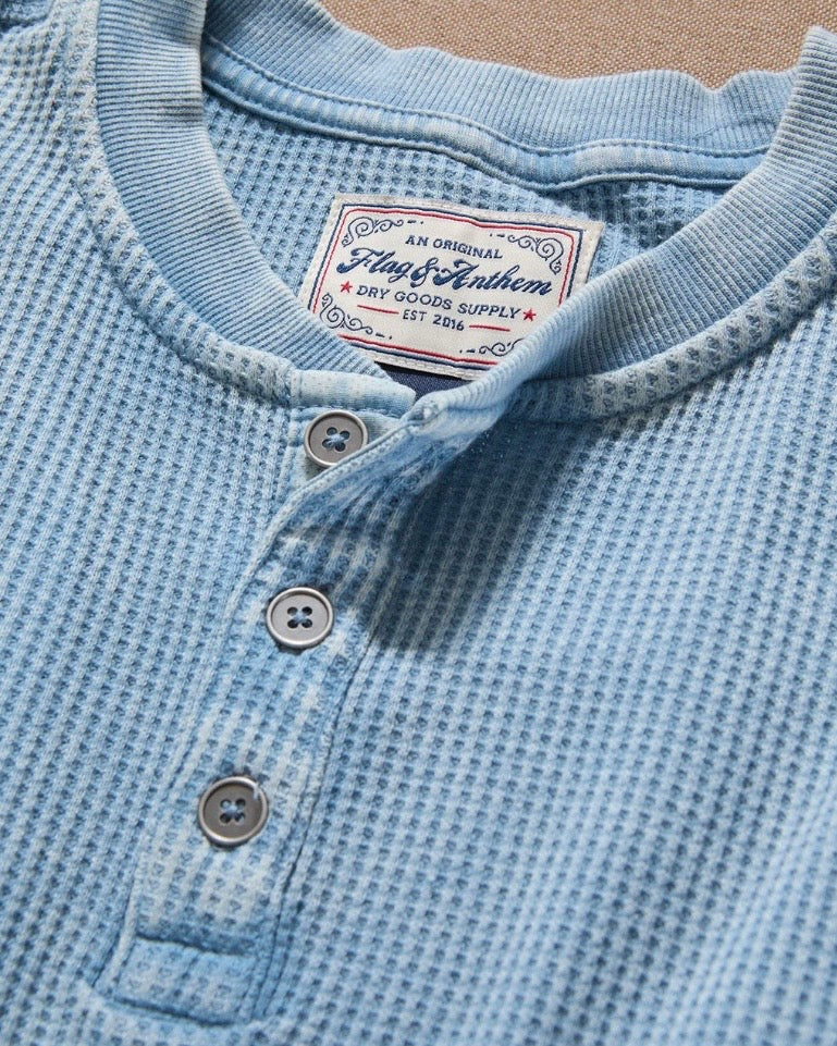 Vintage Blue Waffle Henley - The Swanky Shack