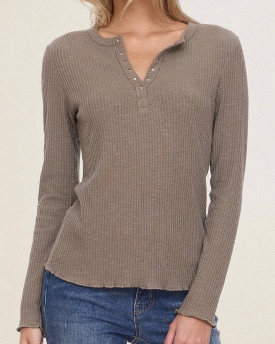 Arcadia Olive Studded Knit Top - The Swanky Shack