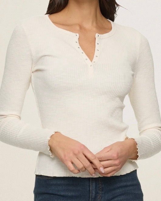 Arcadia Cream Studded Rib Top - The Swanky Shack