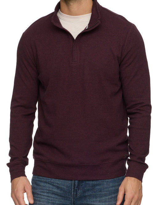 Hero Maroon Twill 1/4 Zip Mock Neck