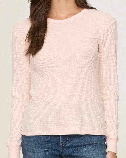 Fayston Light Pink Waffle Crew - The Swanky Shack