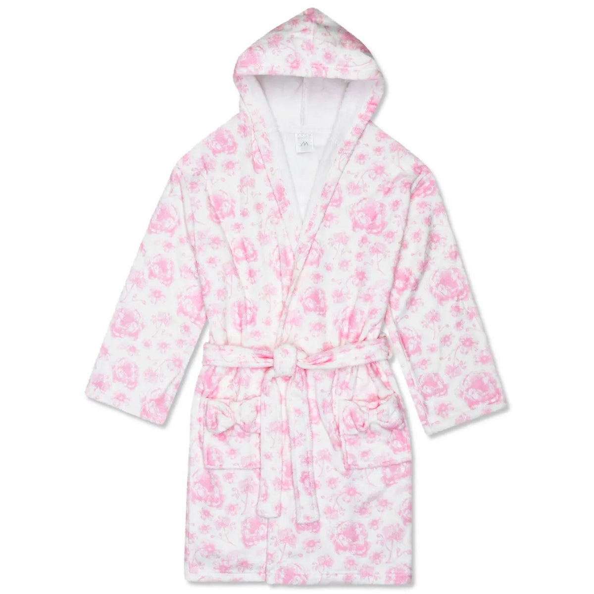 Girls Pretty Pink Toile Hooded Robe - The Swanky Shack