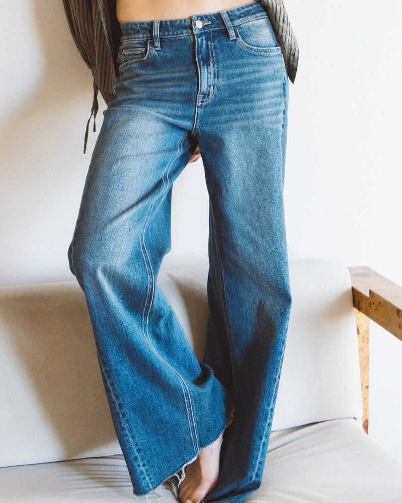 Side Seamed Wide Leg Jean - The Swanky Shack