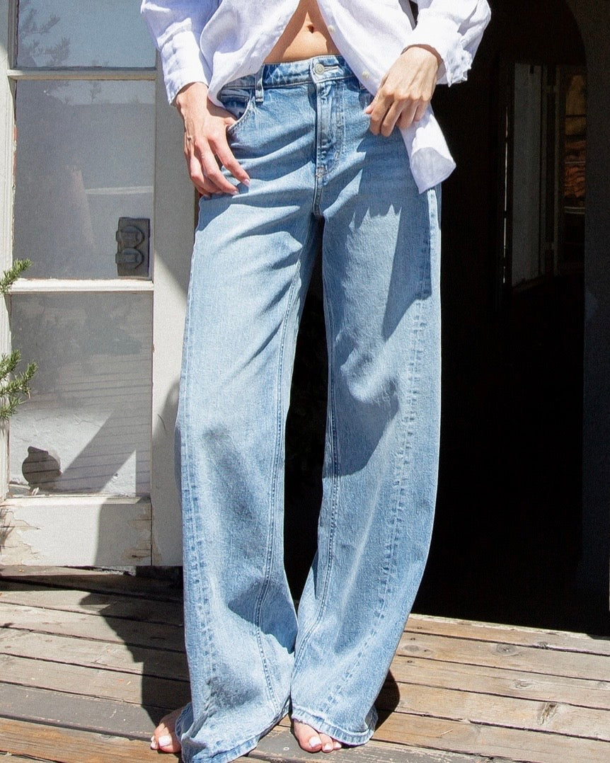 Side Seamed Tinted Wide Leg Jean - The Swanky Shack