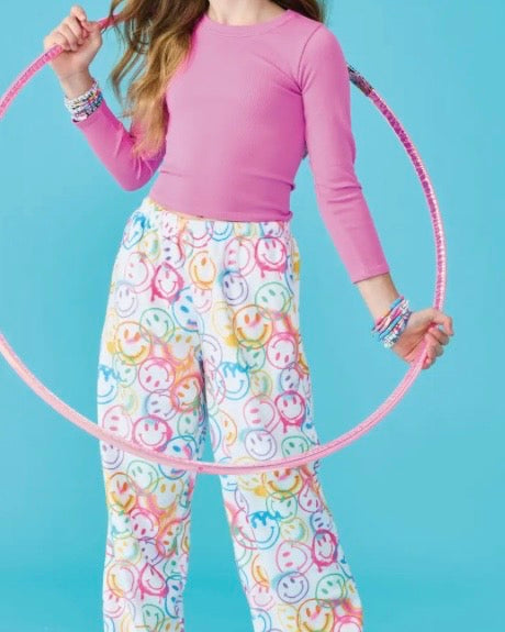 Girls Pretty Pink Ribbed Long Sleeve Shirt - The Swanky Shack